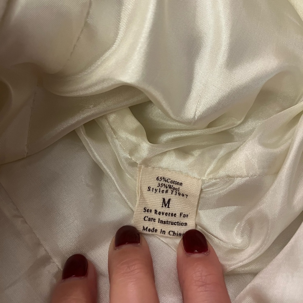 Women's Cream Double-Breasted Coat - Picture 7 of 11
